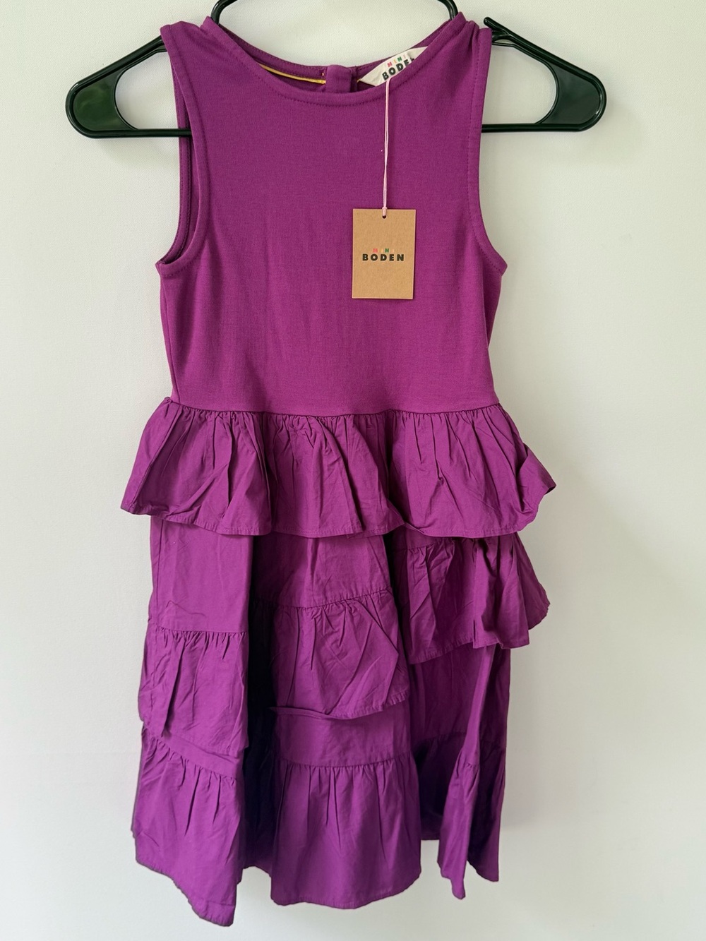 NWT Mini Boden 100% Cotton Ruffled Cotton Dress in Purple size 9-10Y Girls